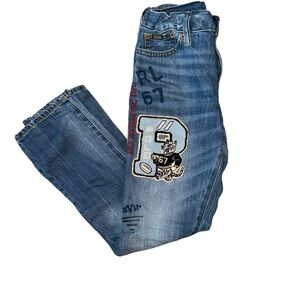 Polo Ralph Lauren | Varsity Letterman | Sullivan Slim Jean |Distressed Patchwork